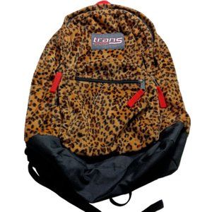Trans By JanSport Backpack Large Animal Print Leopard Cheetah Soft Plush "Fur"